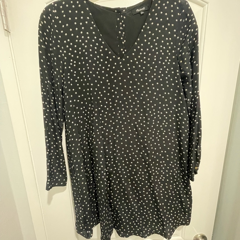 Madewell black with white stars tunic dress Size S